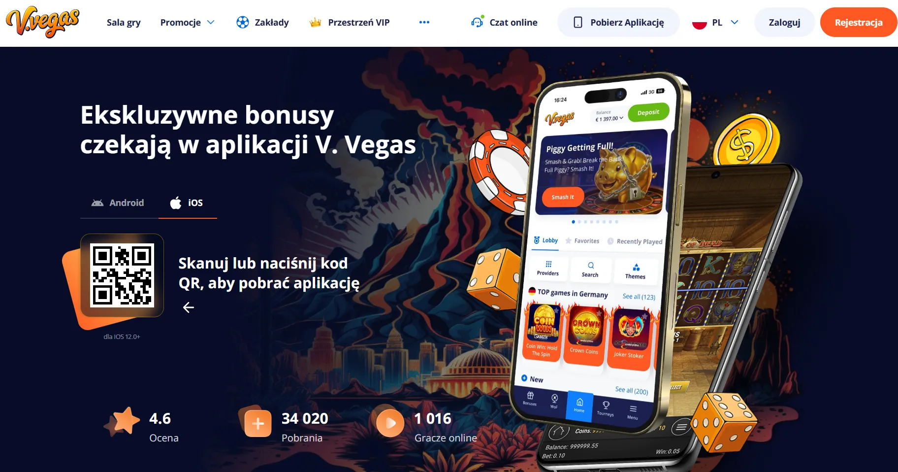 Vulkan Vegas aplikacja: pobierz na Android i iOS